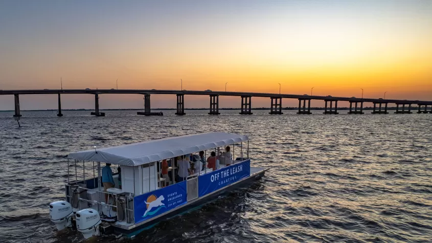 exterior of boat at sunset