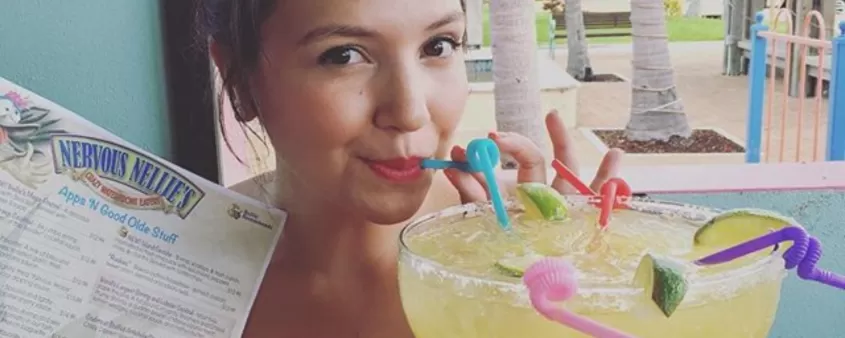 Enjoying a cocktail at Nervous Nellie's