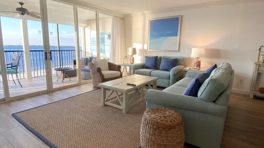 Condo Living Room with Water View